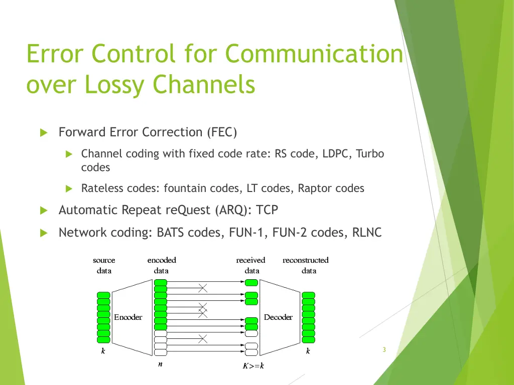 error control for communication over lossy