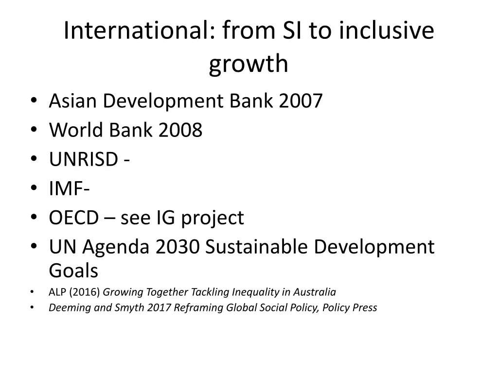 international from si to inclusive growth asian