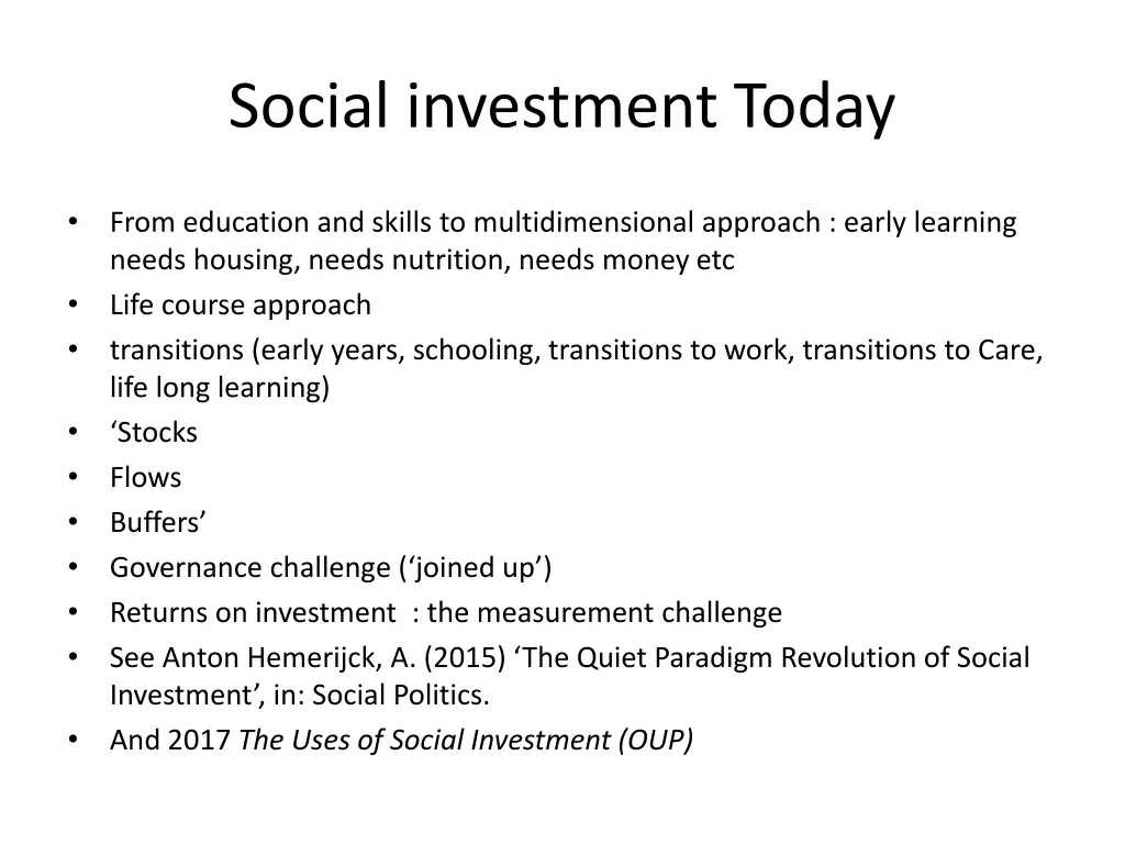 social investment today