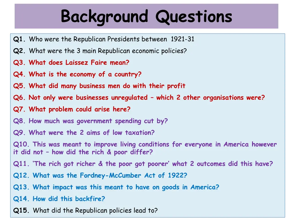 background questions