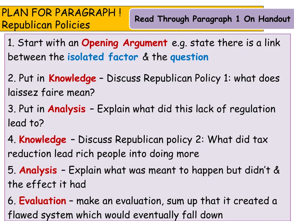 plan for paragraph republican policies 1 start