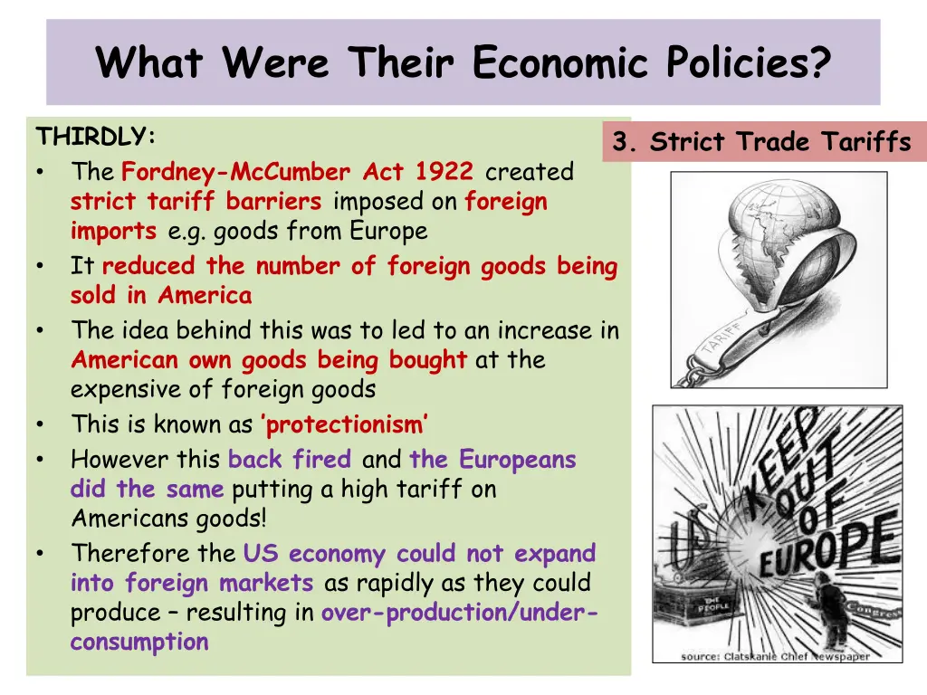 what were their economic policies 2