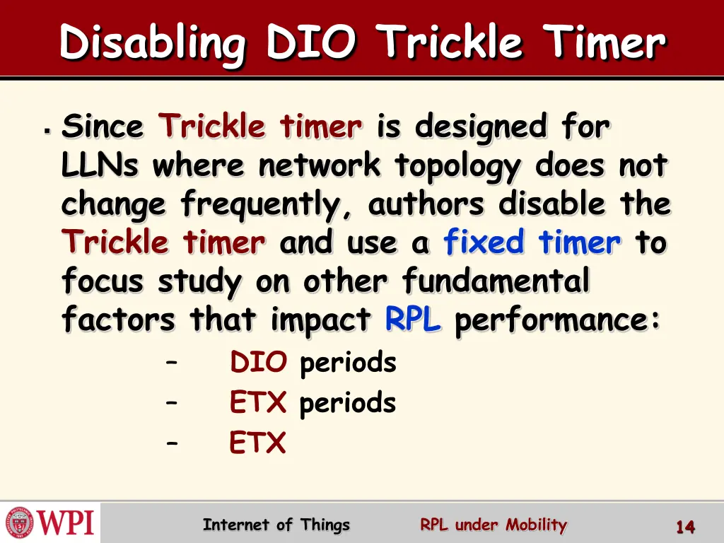 disabling dio trickle timer