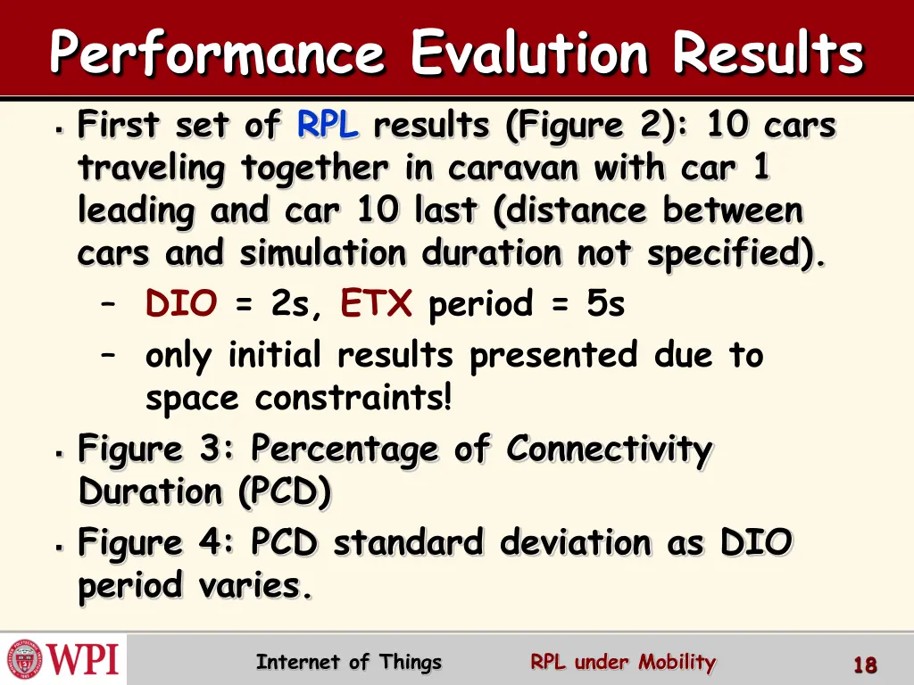 performance evalution results