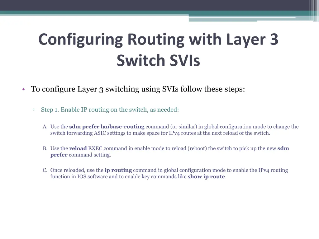 configuring routing with layer 3 switch svis 1