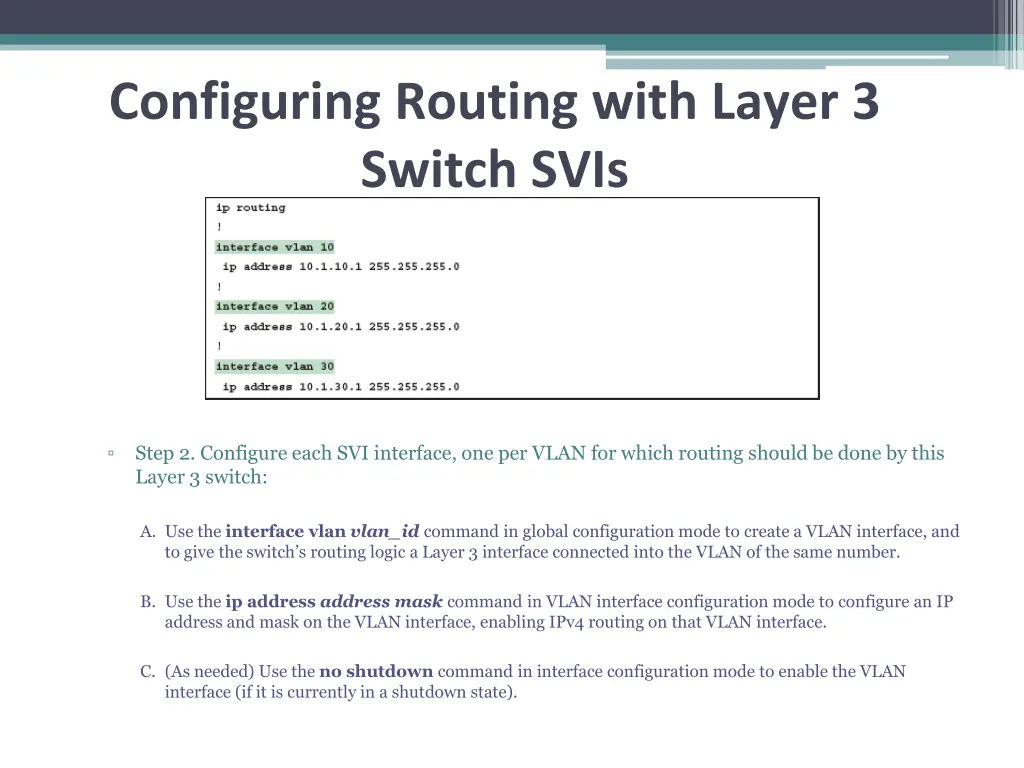 configuring routing with layer 3 switch svis 2