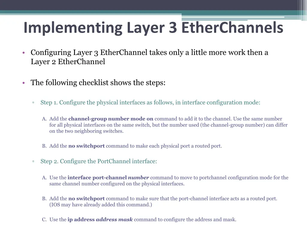 implementing layer 3 etherchannels 1