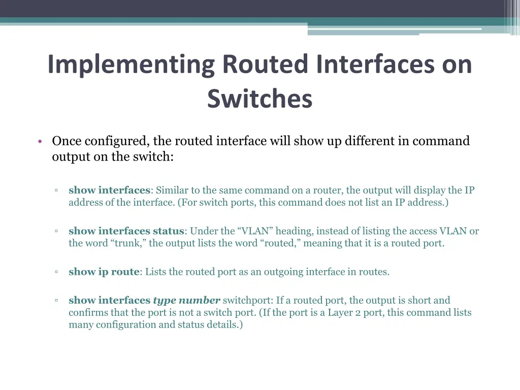implementing routed interfaces on switches 2