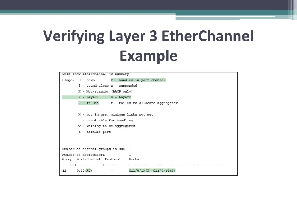 verifying layer 3 etherchannel example 1
