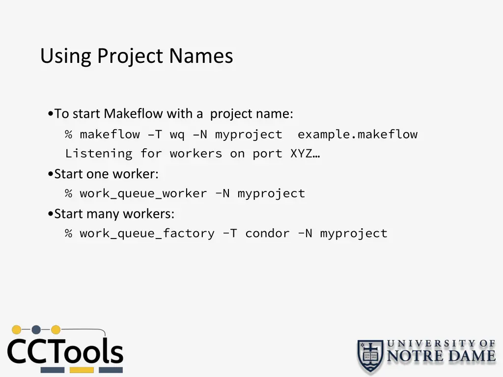 using project names