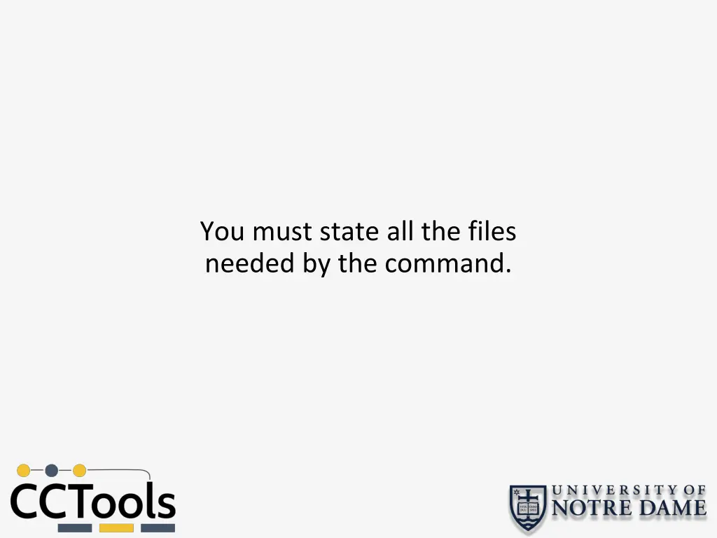 you must state all the files needed by the command