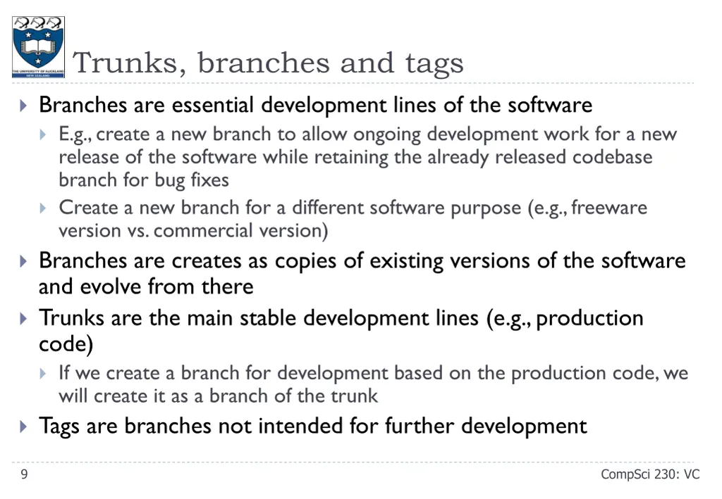 trunks branches and tags