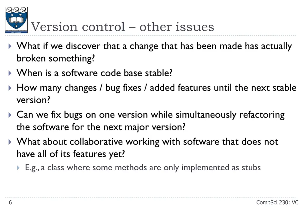 version control other issues