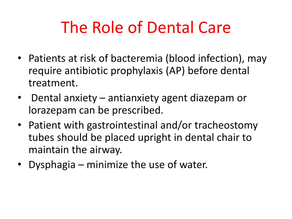 the role of dental care