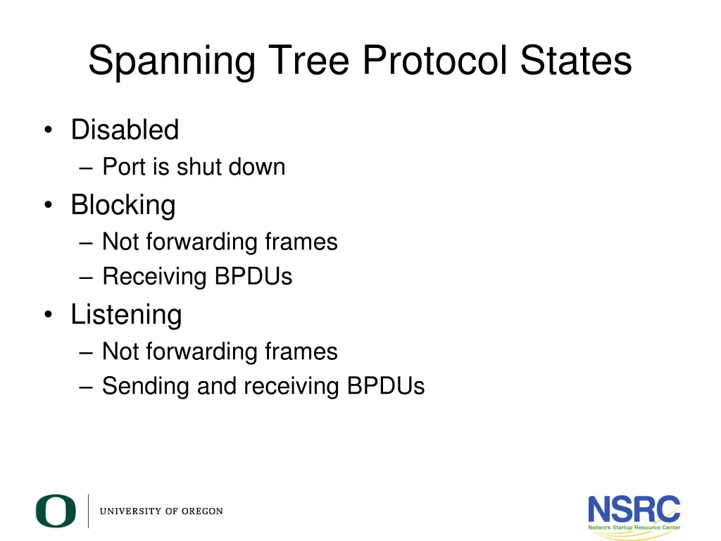 spanning tree protocol states