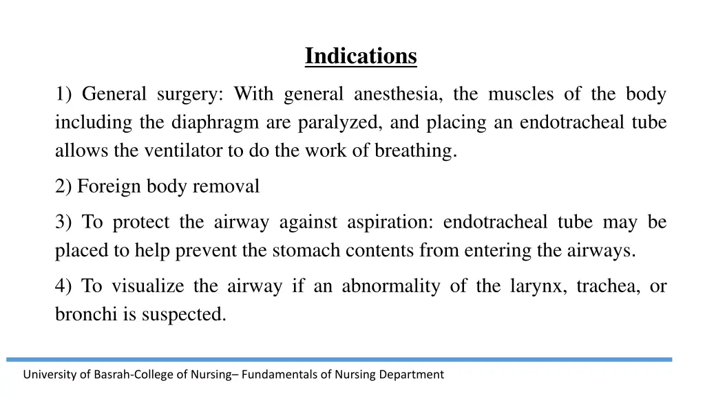 indications