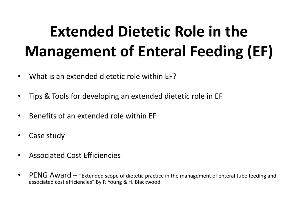 extended dietetic role in the management