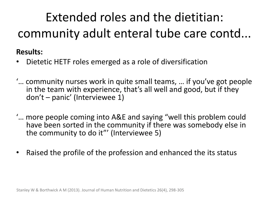 extended roles and the dietitian community adult 1