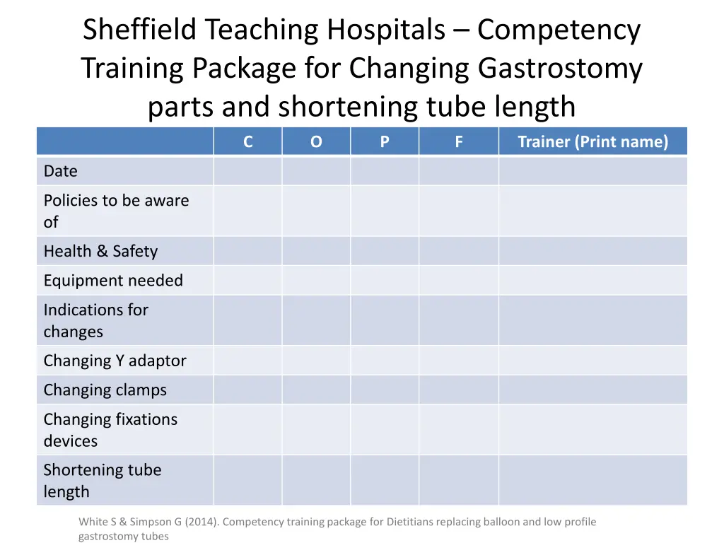 sheffield teaching hospitals competency training