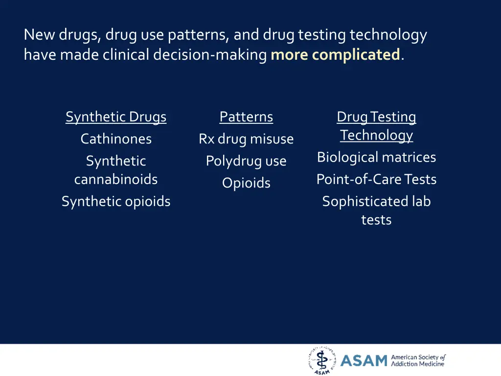 new drugs drug use patterns and drug testing