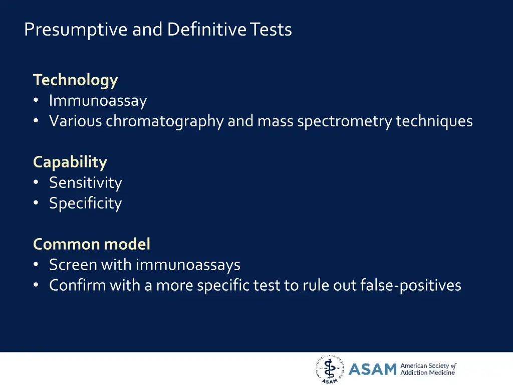 presumptive and definitive tests