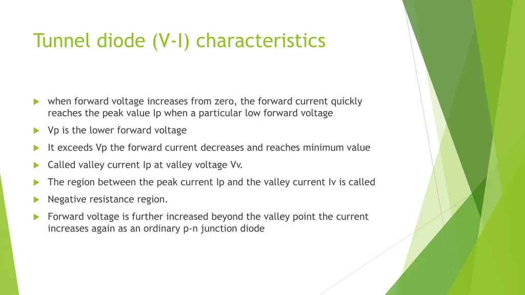 tunnel diode v i characteristics