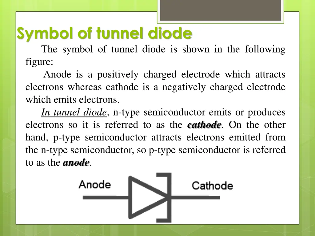 symbol of tunnel diode the symbol of tunnel diode