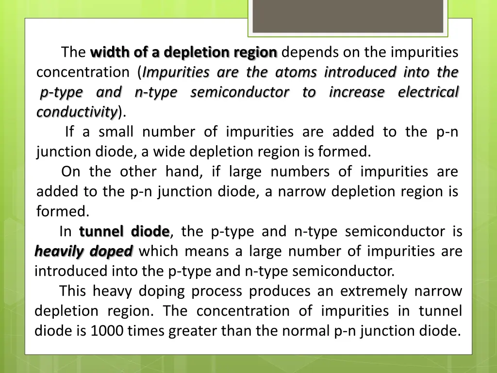 the width of a depletion region depends