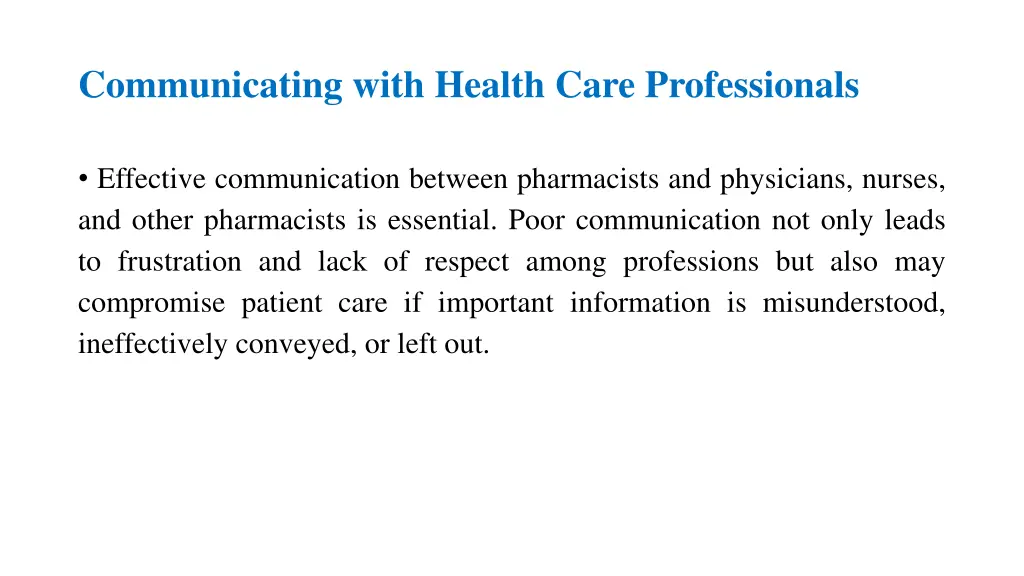 communicating with health care professionals