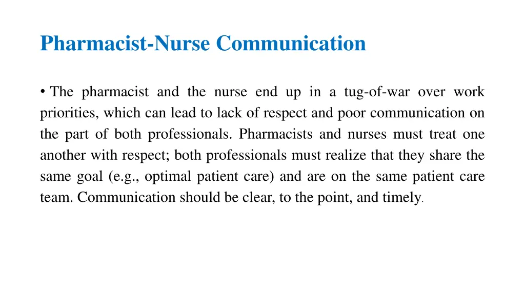 pharmacist nurse communication 1