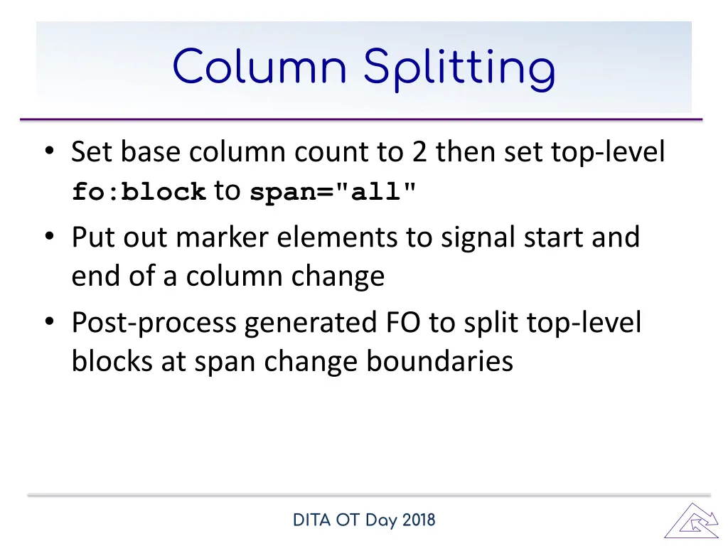 column splitting
