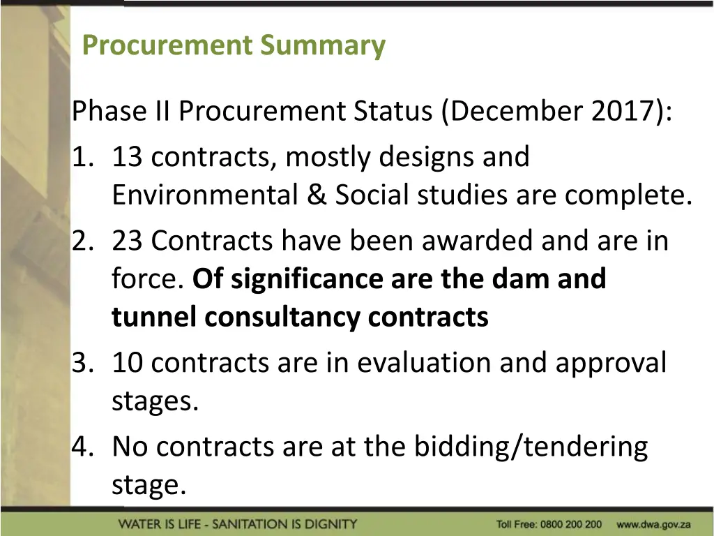 procurement summary