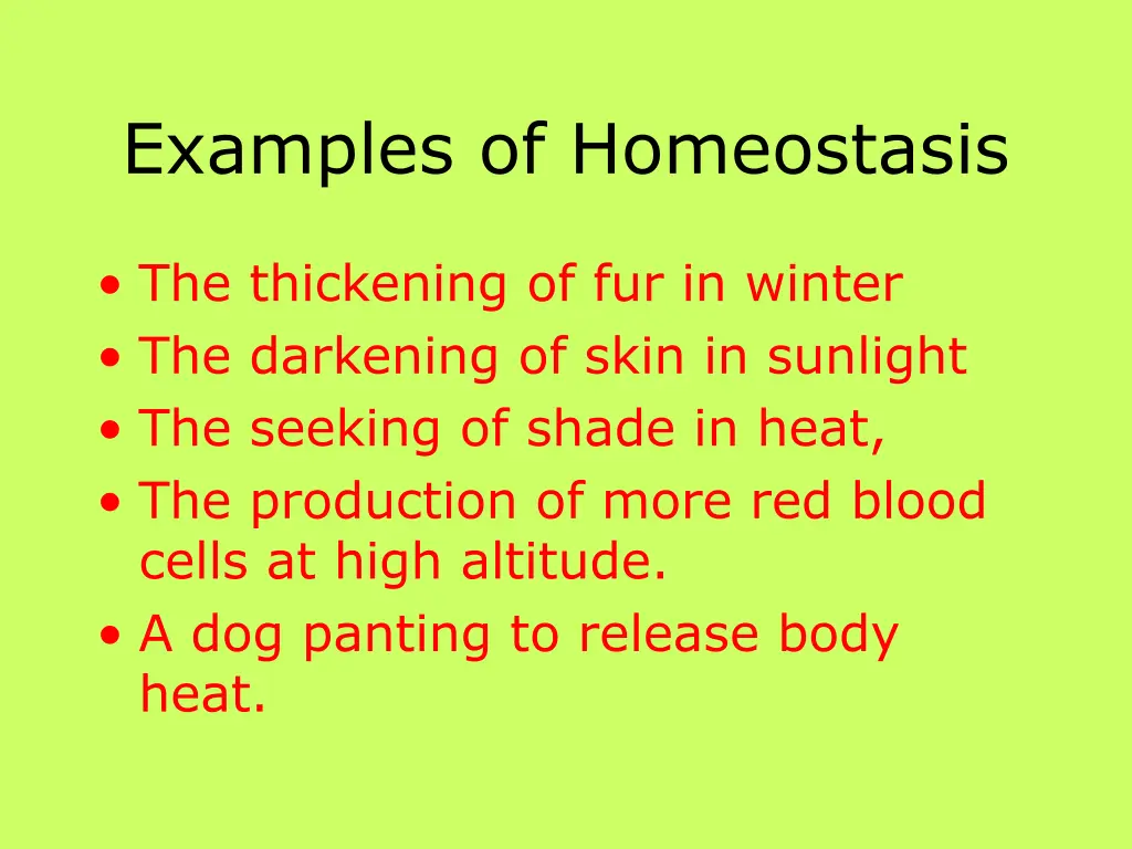 examples of homeostasis