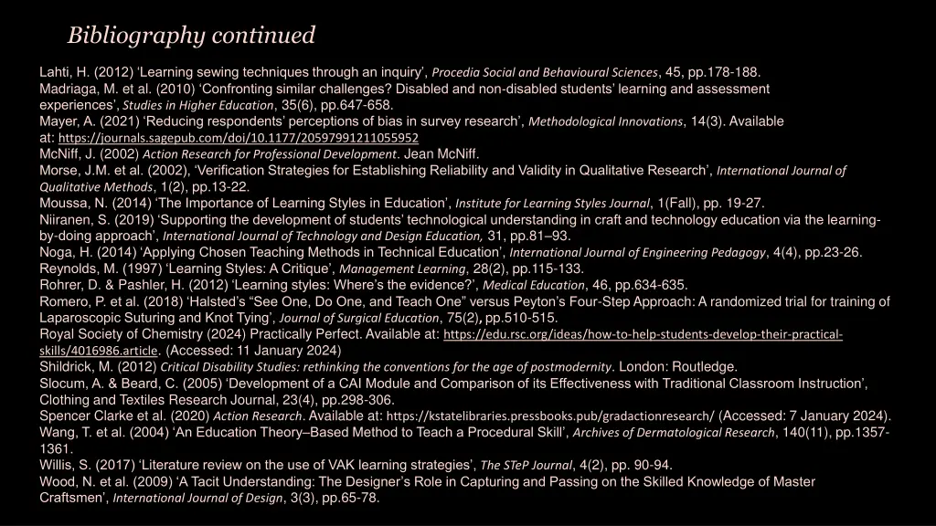 bibliography continued
