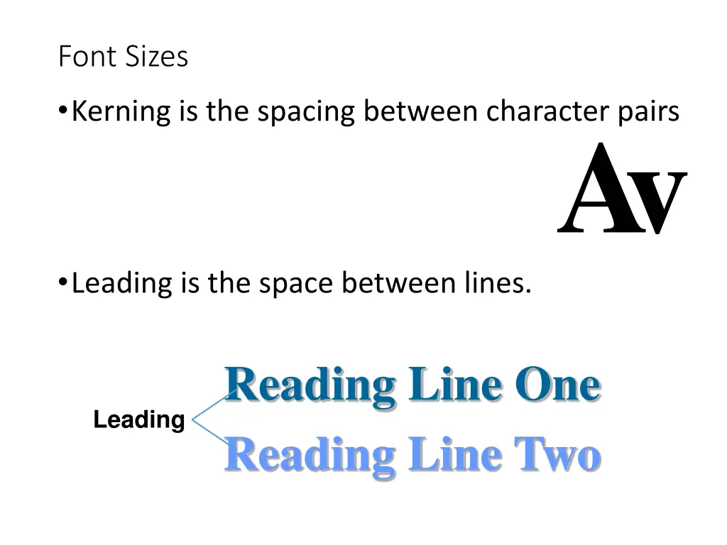 font sizes