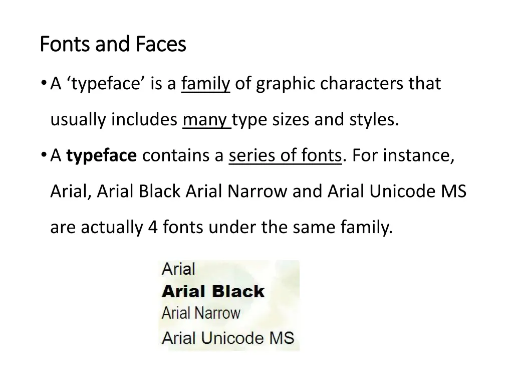 fonts and faces fonts and faces