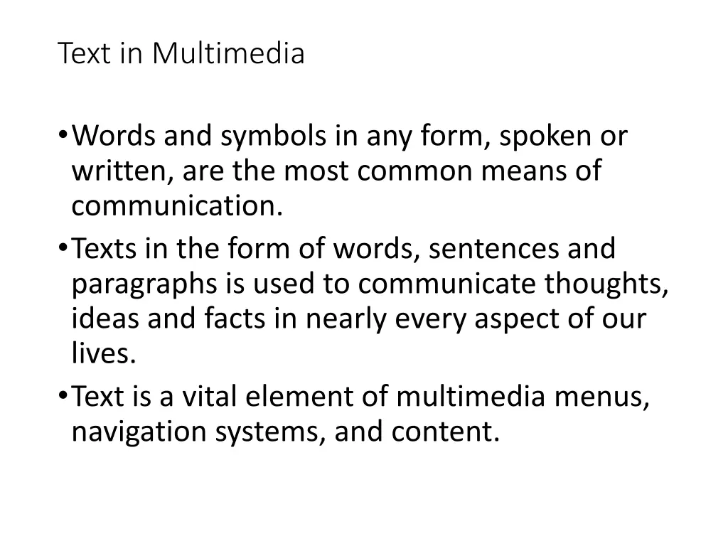 text in multimedia