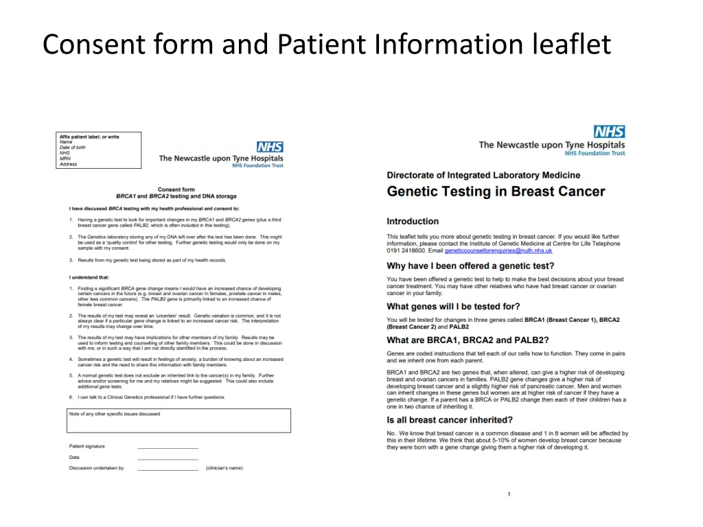 consent form and patient information leaflet