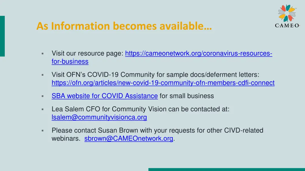 as information becomes available