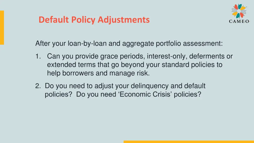 default policy adjustments