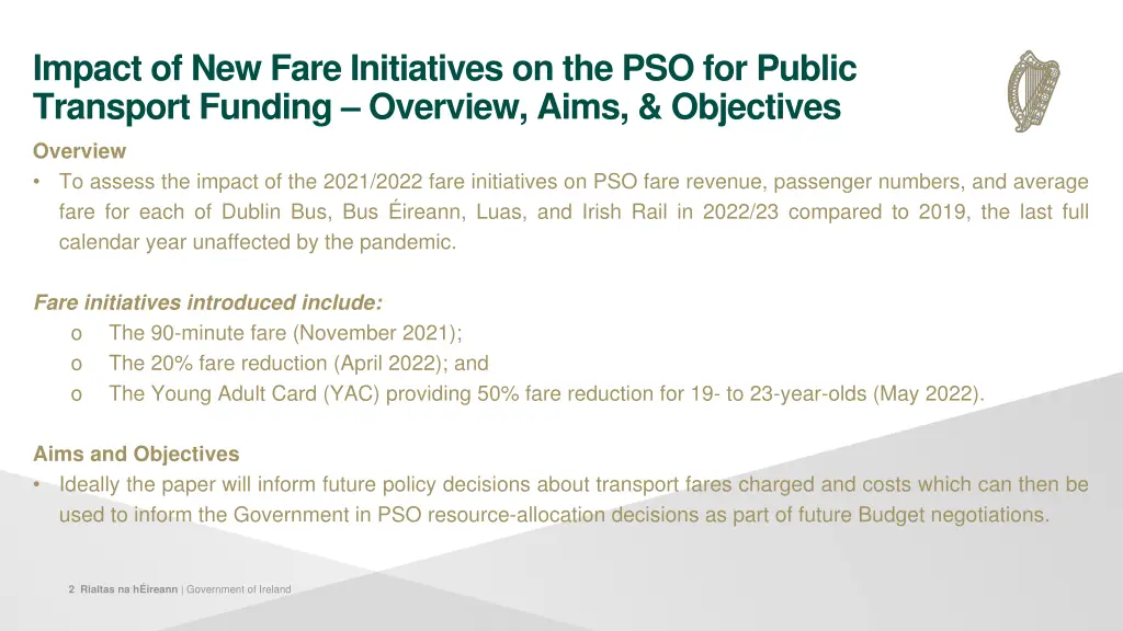impact of new fare initiatives