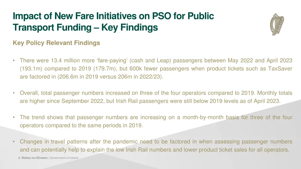 impact of new fare initiatives on pso for public