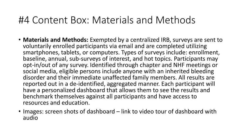 4 content box materials and methods