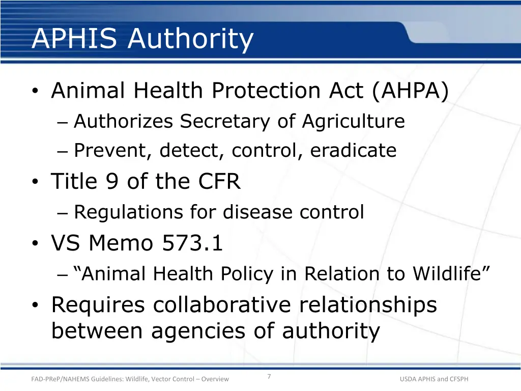 aphis authority