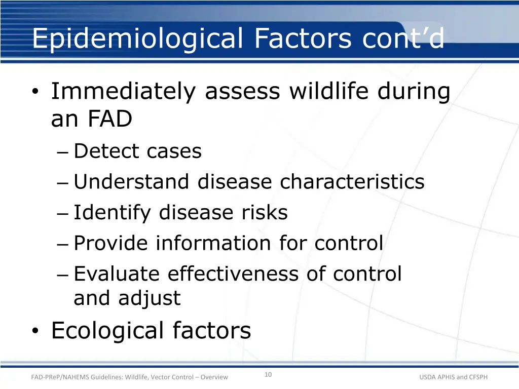 epidemiological factors cont d