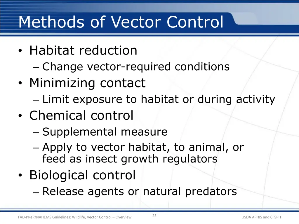 methods of vector control