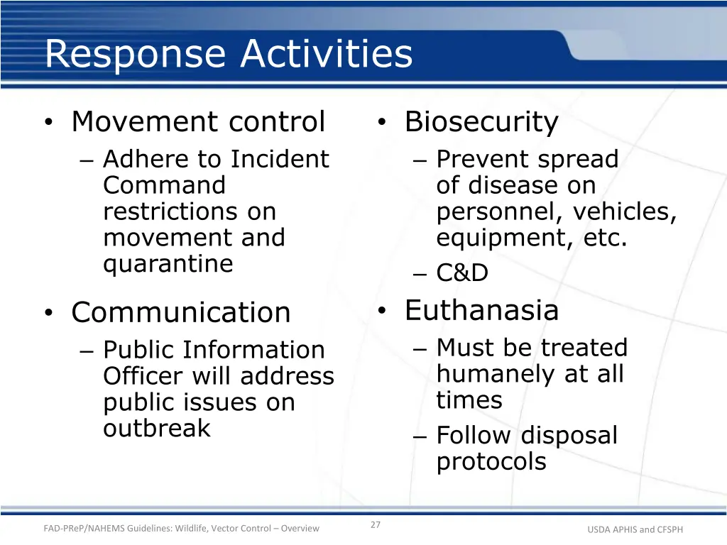 response activities