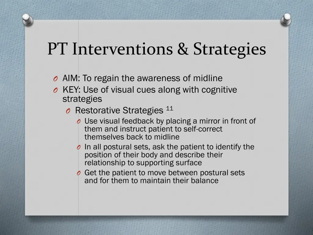 pt interventions strategies