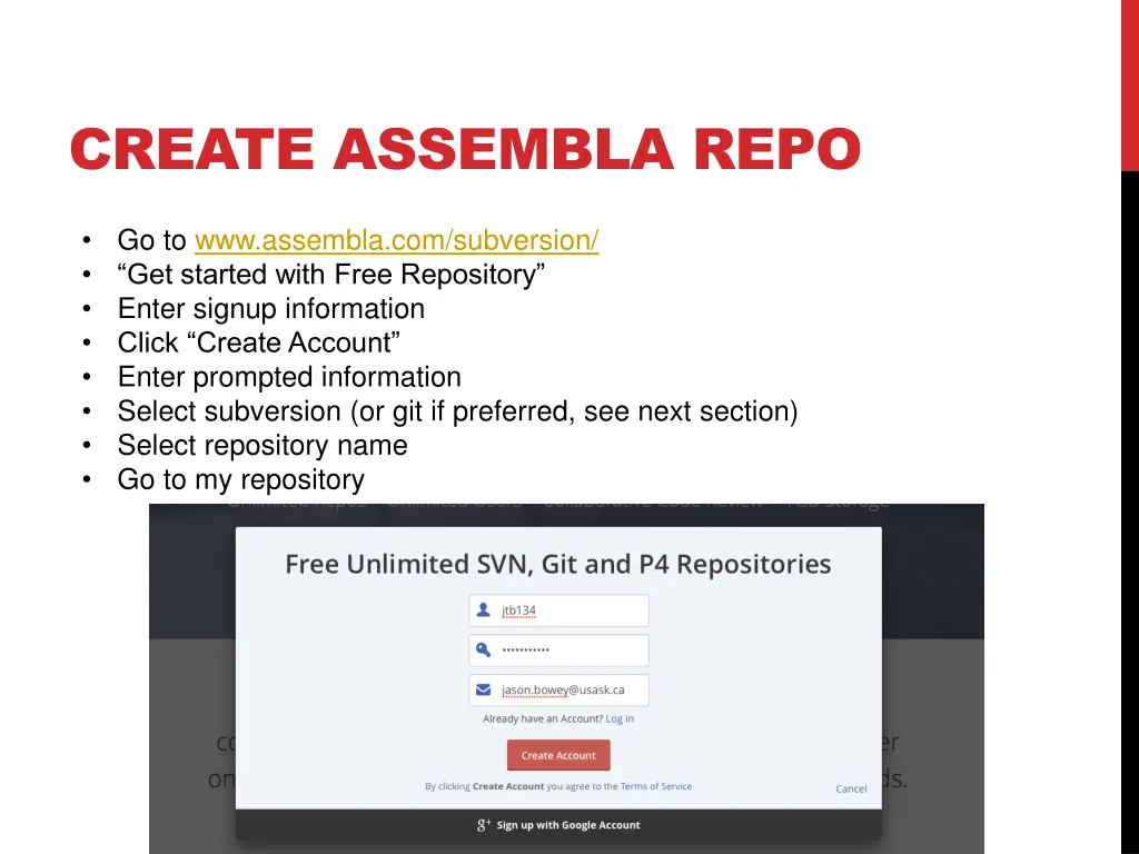 create assembla repo