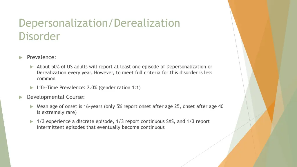 depersonalization derealization disorder 1